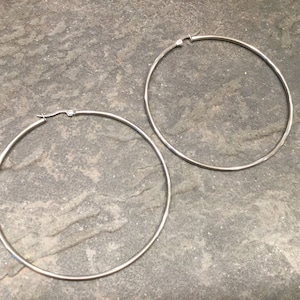 CLEARANCE Extra Large  Stainless Steel beading hoop earrings with latch closure 71mm hoop earrings