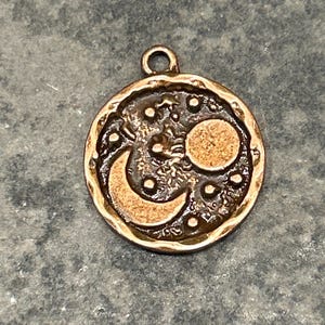 Sun and Moon charms in Copper finish beautifully detailed Celestial charms One charm