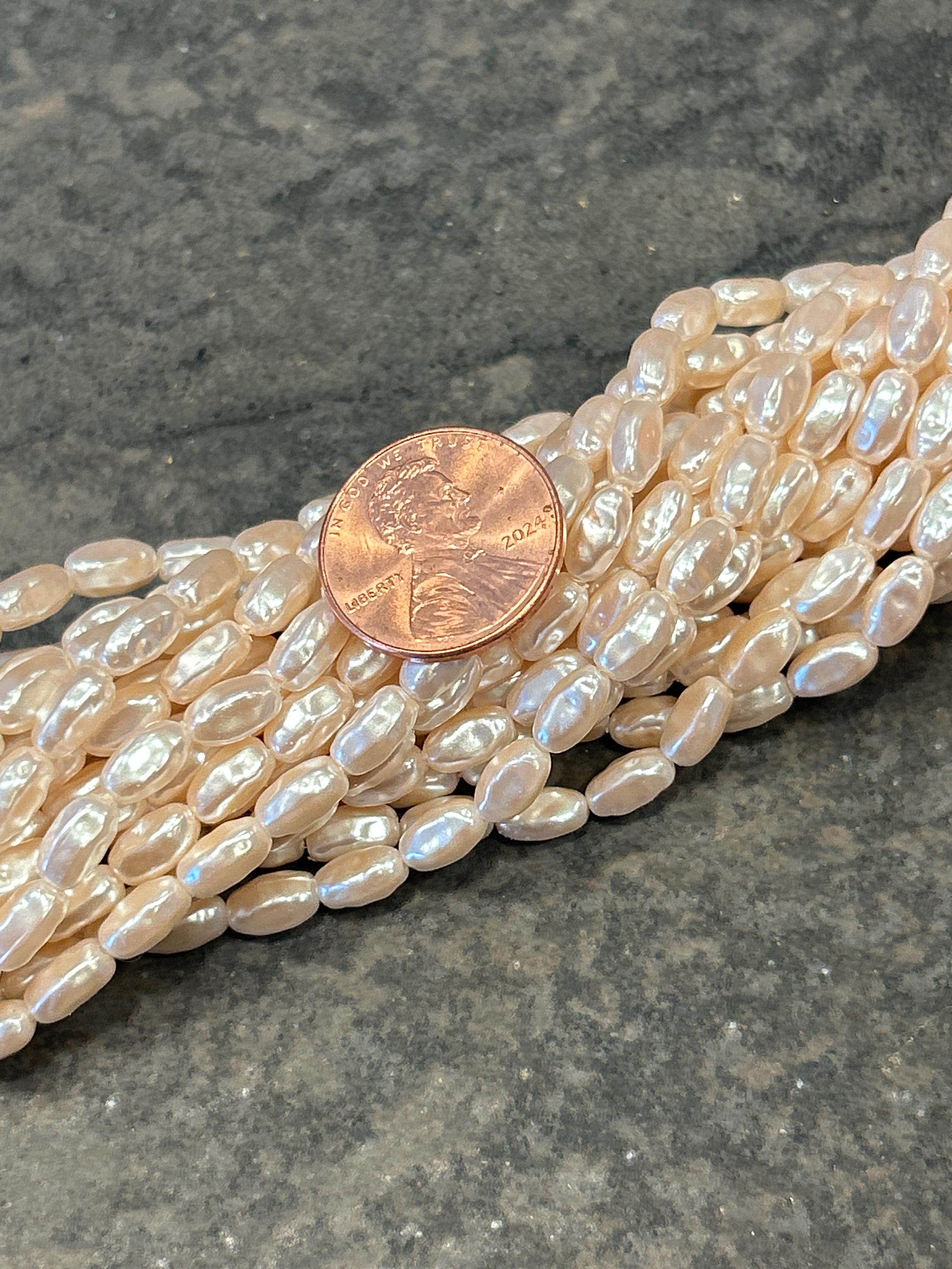 Vintage Creamy White Baroque Faux Rice Pearl Strands From Japan One ...