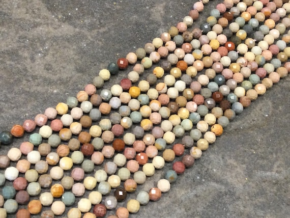Faceted agate beads in muted neutral tones 3.5mm One 15” strand Beautiful gemstone beads!