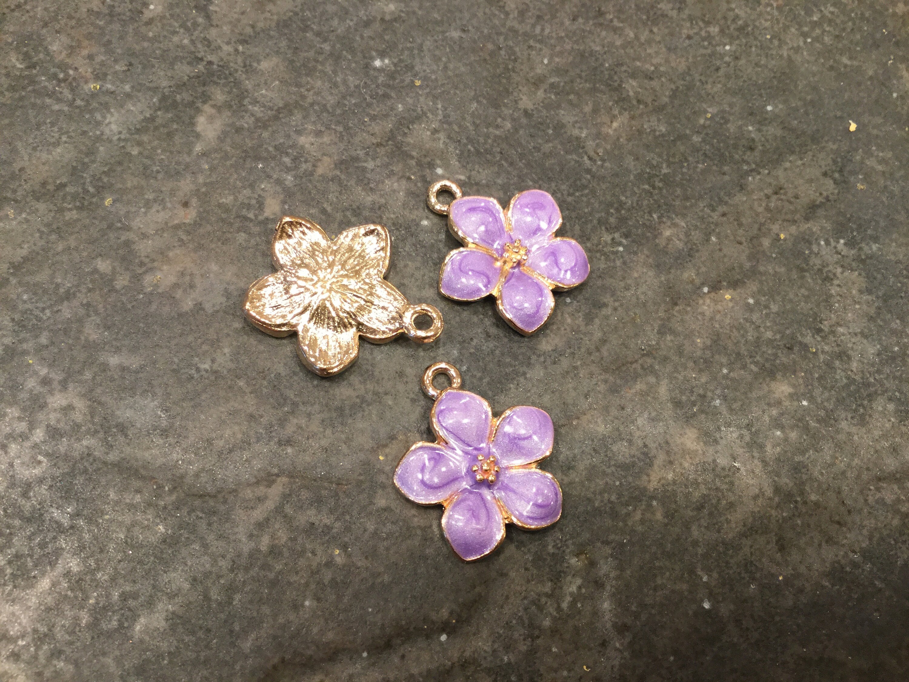 Spring Charm CLEARANCE Spring Flower Charms in Gold Finish With Purple Enamel Detail ...