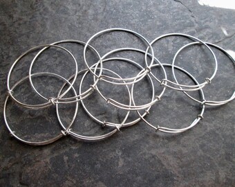 BULK BANGLE SALE Set of 15 Adjustable bangle bracelets in silver finish