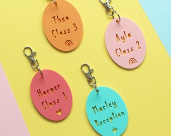 Personalised School Bag Tag, Name & Class Tag