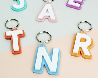 Two Colour Acrylic Initial Keyring