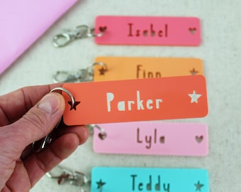 Personalised Acrylic Name Keyring: Custom School Bag Tag