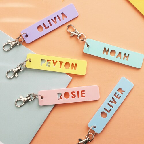 Children's Acrylic Name Keyring School Bag Tag Nursery Etsy