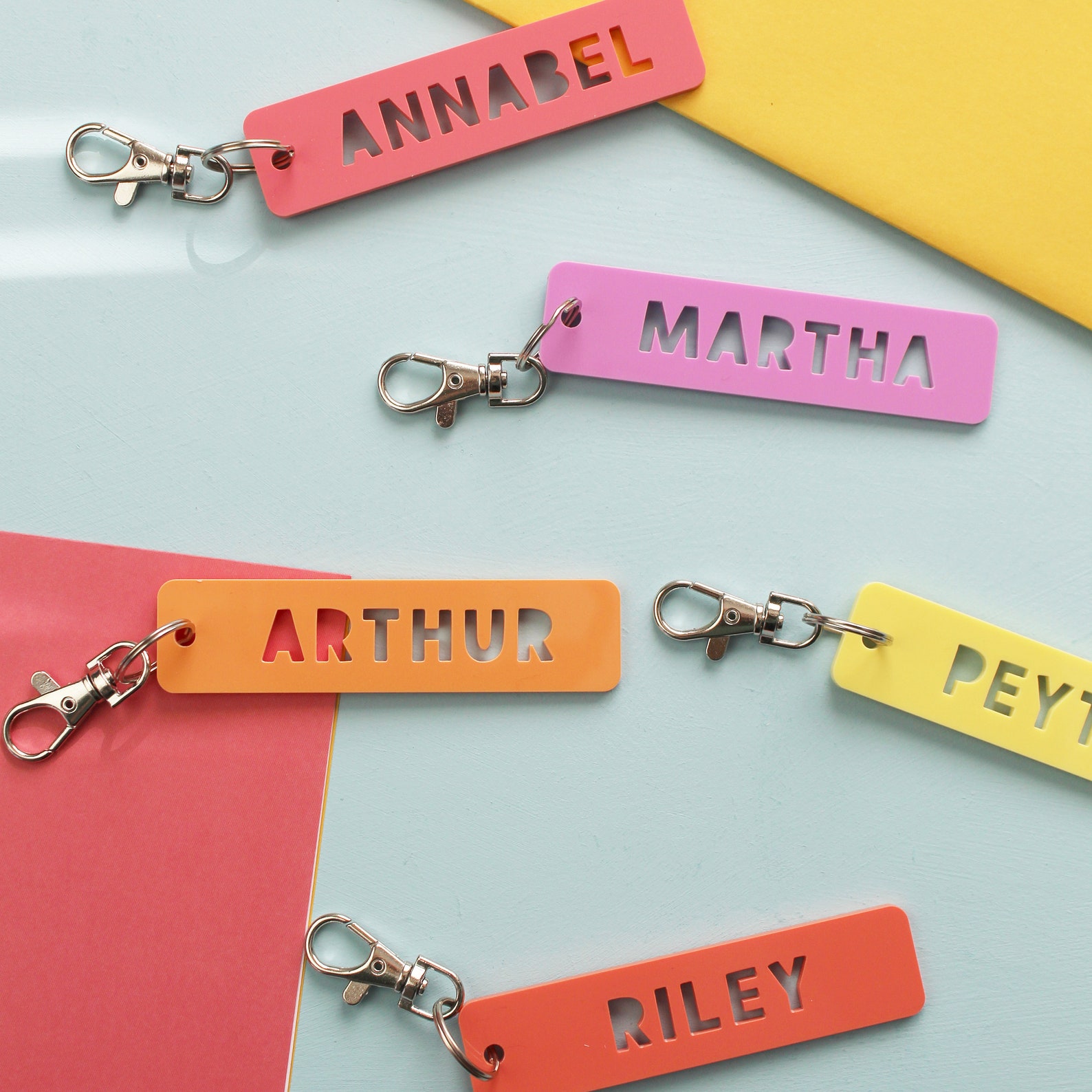 Pastel Acrylic Personalised Name Keyring: School Bag Tag - Etsy UK