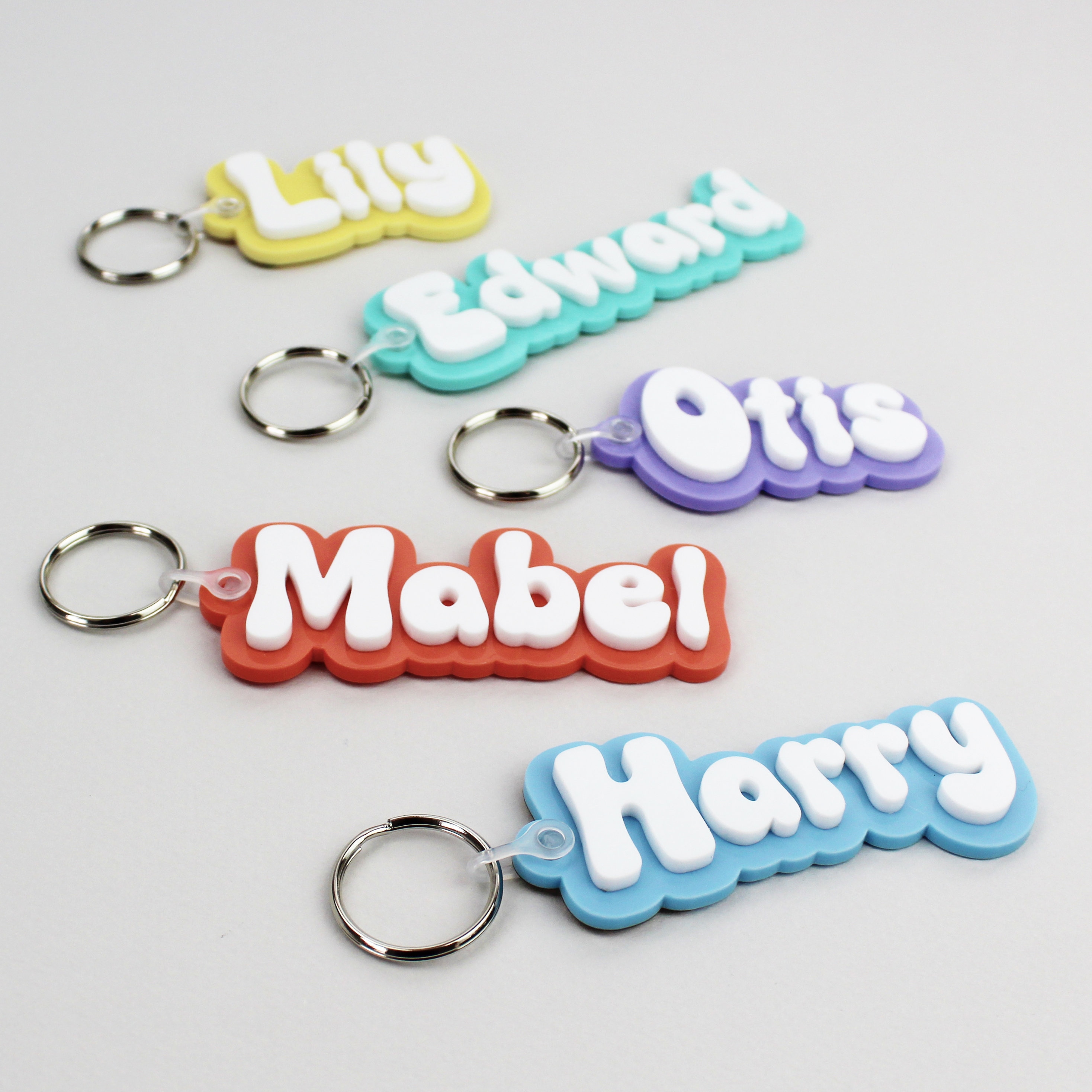 MADE IN UK PERSONALISED ANY Name 5mm Thick CHUNKY Keyrings Keychain Best Selling | UK - Foto 3