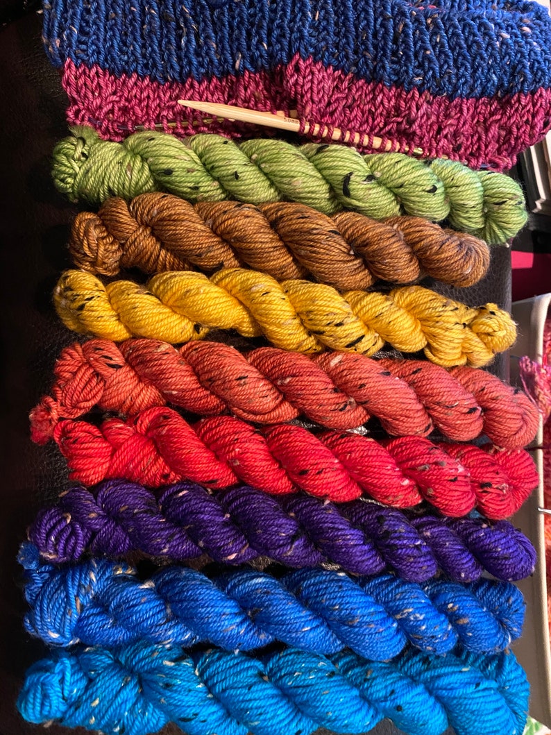 Hand Dyed Donegal DK Minis. 20g Mini Skeins Purchase 5+ receive discount Little Things CowlBeanie Sesame Street Inspired Donegals