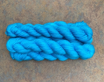 CALYPSO hand dyed yarn mini skein, DK weight 20g mini, bright happy semi solid color, 85% Superwash Merino, ready to ship.