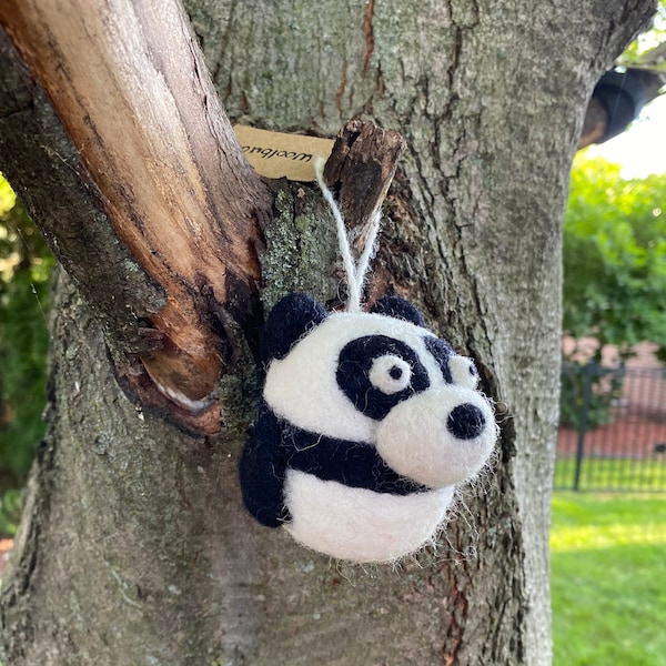 Handmade Felt Zoo Animal Ornaments, Felted by Woolbuddy’s Artists. Choose: Panda, Elephant, Otter, Seal, Penguin, Tiger, Blk Bear, Brn Bear