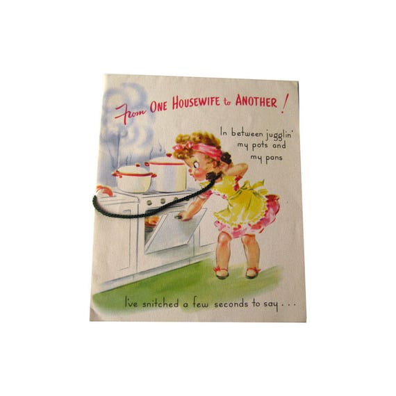 Femme Au Foyer Joyeux Anniversaire Carte De Souhaits Vintage Etsy