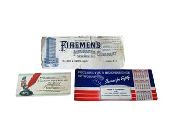 Advertising Ink Blotters- John Hancock Advertising - Vintage Desk Accessory -Vintage Ephemera - Scrapbooking - Desk Supplies