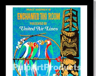 DISNEYLAND - 1960s ENCHANTeD TIKI ROOM (blue bkgnd.) Poster