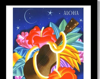 ORIGINAL ART - 1930s "ALOHA" Menu Poster