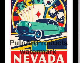 NEVADA - c1950s "Royal Flush" Travel Poster