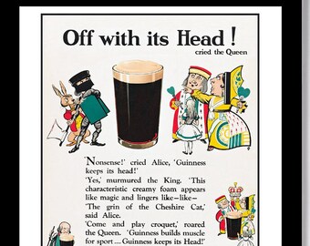 GUINNESS BEER - 1950s? "Off With Its Head!" Advertising Poster