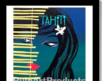 TEAL AIRLINES - 1950s TAHITI South Seas Travel Poster