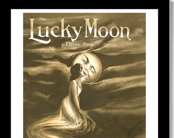 LUCKY MOON- 1908 Sheet Music Cover Poster