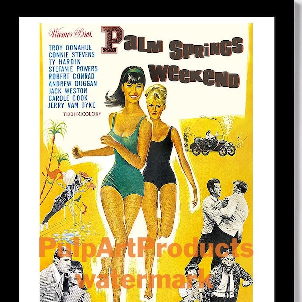 PALM SPRINGS WEEKEND - 1963 "French Release with English Title" Film Poster