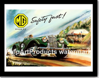 MG - T.F. - 1953 British Sports Car Advertising Poster