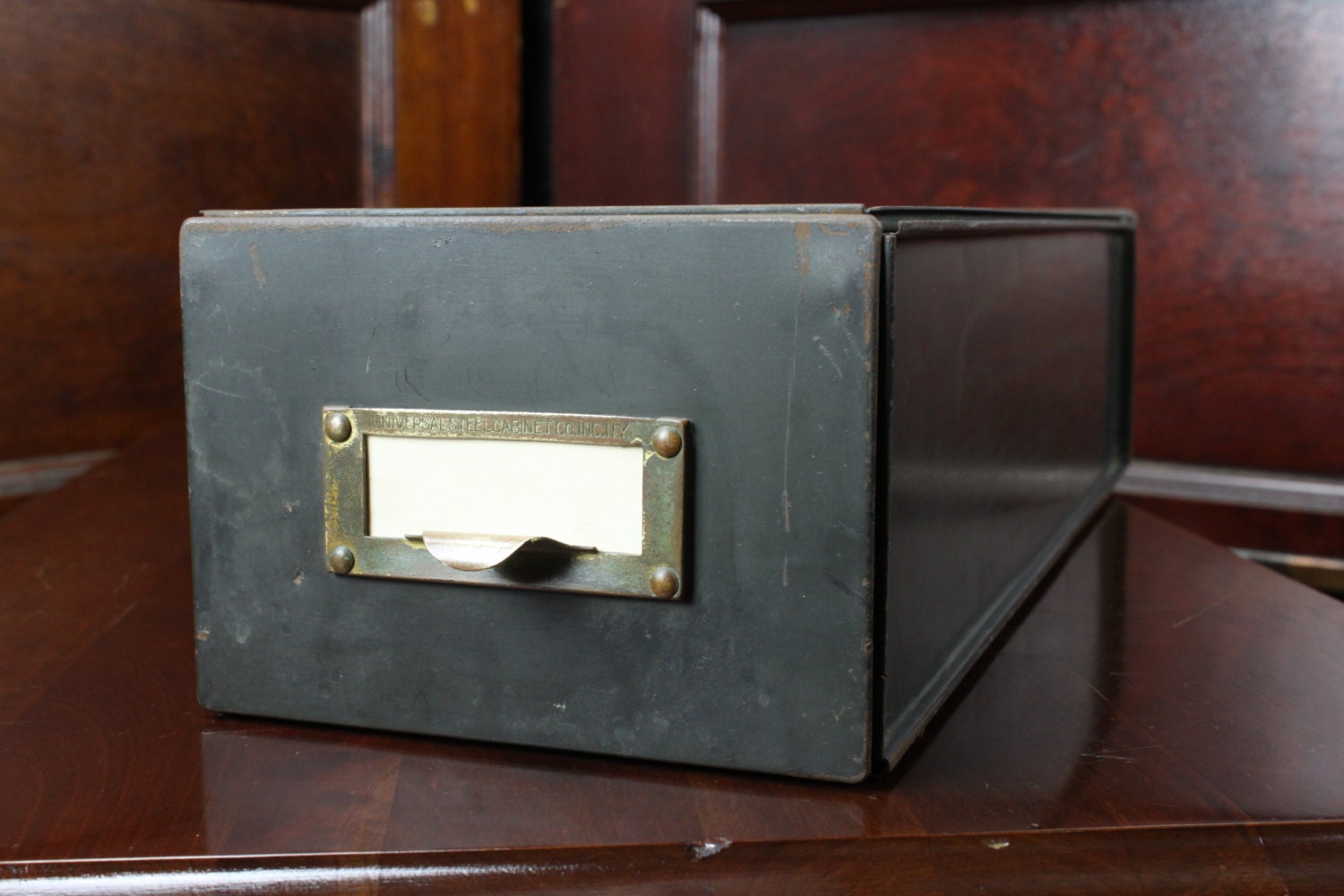 Vintage 1920 S Universal Steel Cabinet Co Inc Card File Box 1