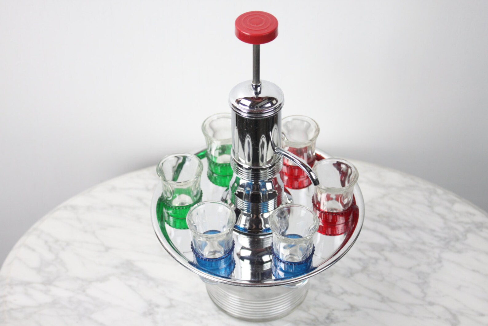Vintage Liquor Pump Dispenser with 6 Shot Glasses 1940's Etsy