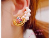 Love Cosmic Heart Moon Earring (Pierced Earrings or Ear Clips) Sailor Moon (Made to Order) Single Piece