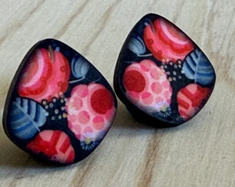 Mod - Pink - Red - Flowers - Earrings - Jewelry Making - Jewelry Findings - Focal - Component - Handmade - Charms