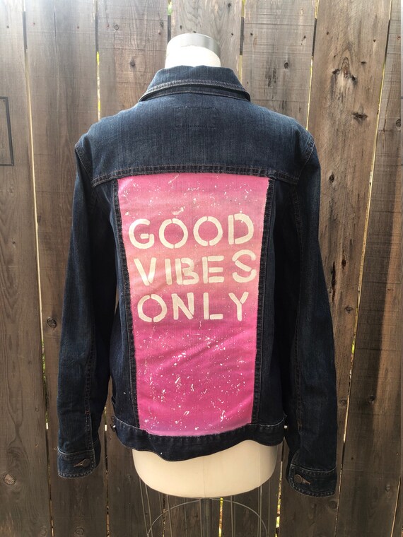 good vibes only acid denim jacket ✨ strawberry, ice... - Depop