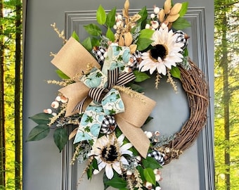 Pumpkin Fall Outdoor Wreath, Front Door Wreaths, Black and White Fall Grapevine, Sunflower Fall Wreath, Fall Door Hanger, Halloween Wreath