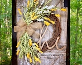 MONOGRAM Wreath, Rustic Wreath, Wreaths, Everyday Wreath, Fall Front Door, Gift Ideas, Housewarming Gift, Summer, Spring, Year Round Decor