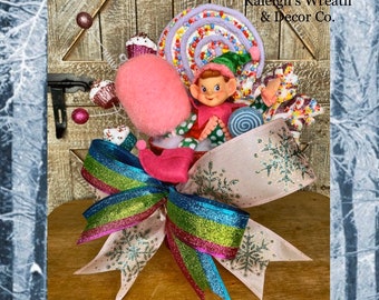 Elf Christmas centerpiece, Christmas candy centerpiece, Elf decorations, Pink and Blue Christmas Home Decor, Snowflake Decor, cupcakes