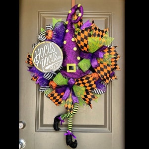 Witch wreath, halloween wreath, halloween swag, halloween decor, Witch Halloween Decor, Halloween decorations, Witch Door Hanger, Witches