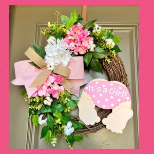 It’s a girl announcement, It’s a girl Wreath, It’s a girl sign, Baby Shower Sign, New Mom Gift, Outdoor Birth Announcement, Welcome Home