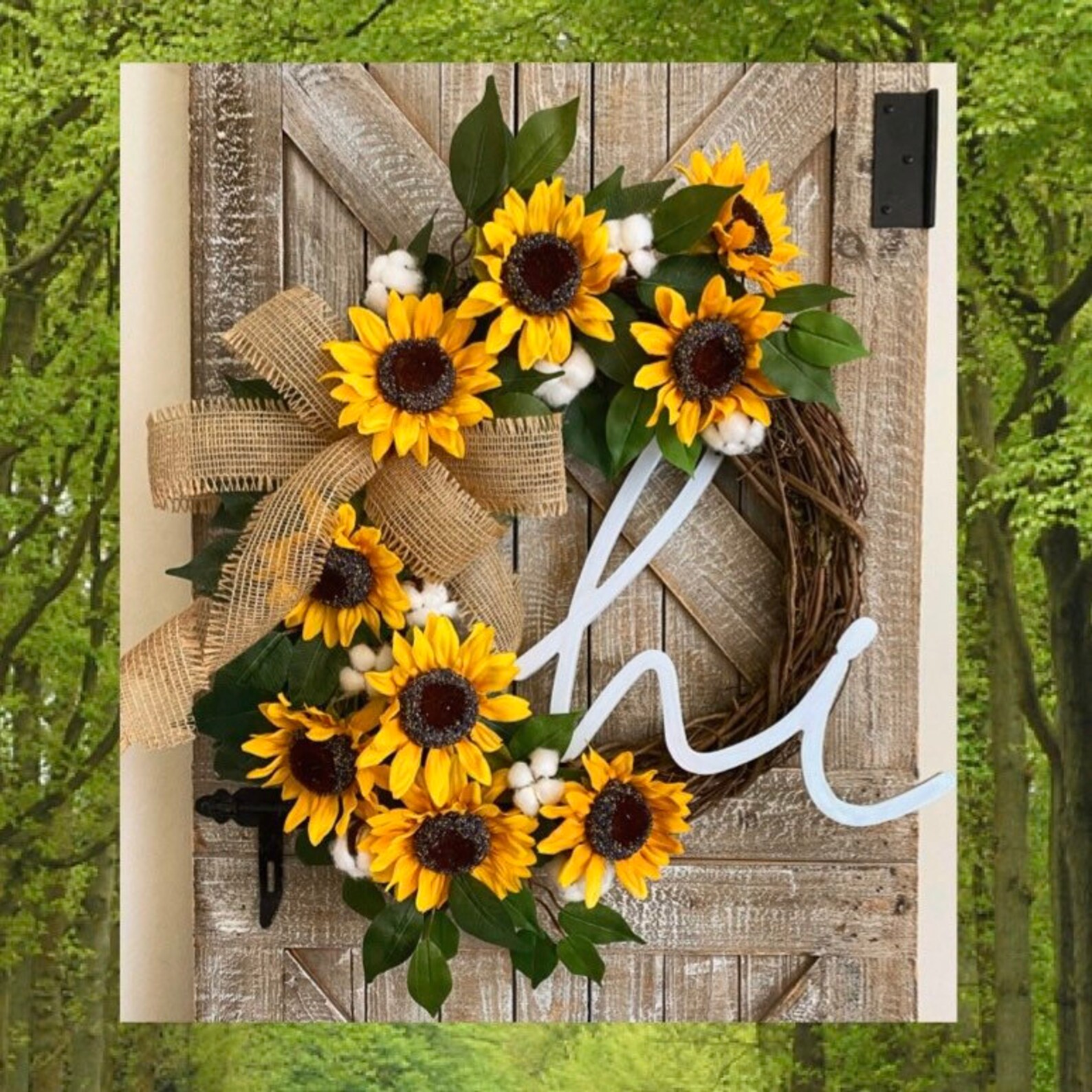 Sunflower Wreath for Front Door Farmhouse Wreath Sunflower - Etsy