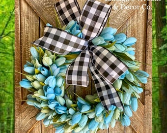 Beach Wreath, Beach Decor, Everyday Wreaths, Spring Wreaths, Front Door Wreaths, Blue Tulip Wreath, Tulip Wreath for Front Door, Gift ideas