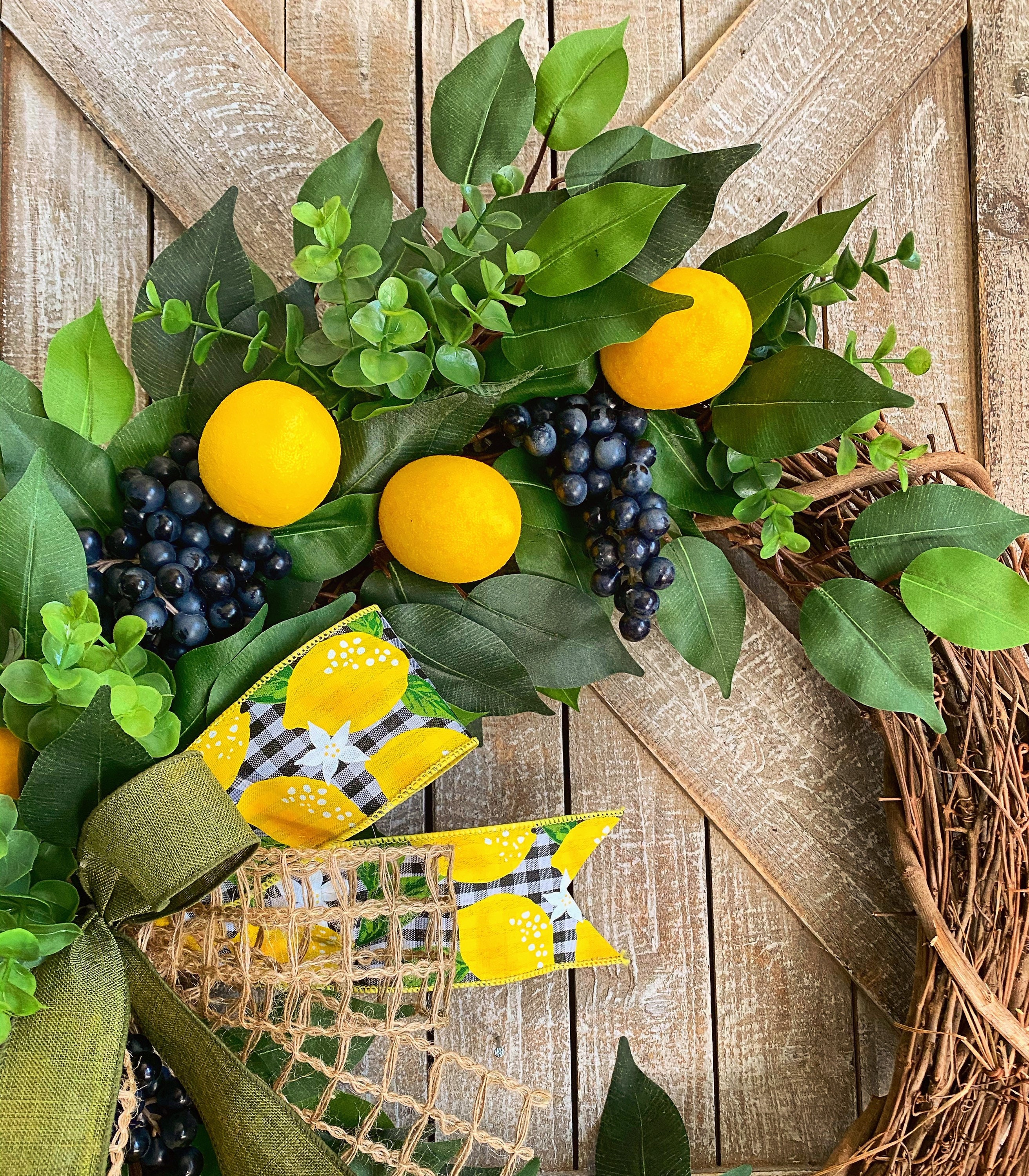 Summer Wreath for Front Door, Lemon Wreath, Spring Wreaths, Lemon Decor