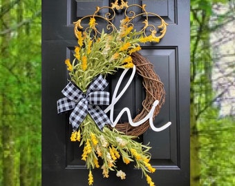 Buffalo Check Wreath, Spring Front Door Wreath, Rustic Wreath, Wreaths, Everyday Wreath, Summer  Front Door, Gift Ideas, Housewarming Gift