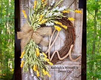 MONOGRAM Wreath, Rustic Wreath, Wreaths, Everyday Wreath, Fall Front Door, Gift Ideas, Housewarming Gift, Summer, Spring, Year Round Decor