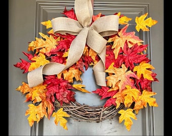 FALL WREATH, Fall Wreaths for Front Door, Fall Wreaths, Farmhouse Wreath, Autumn Wreath, Front Door Wreaths, Thanksgiving Wreath, Grapevine