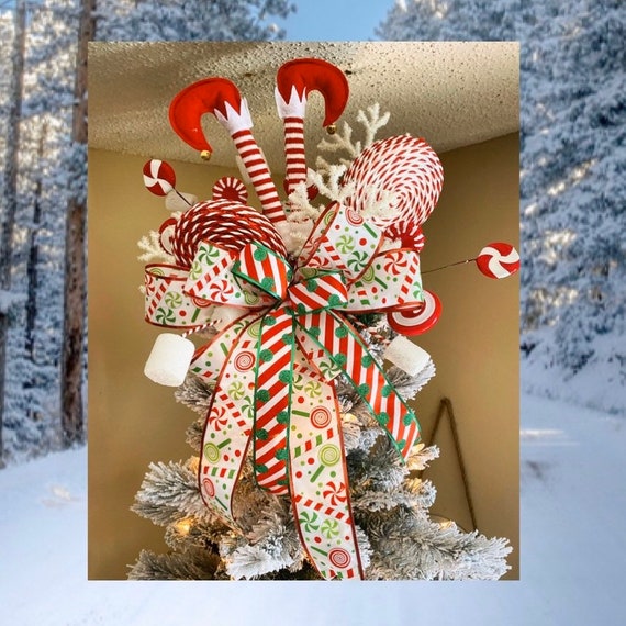 Christmas Tree Topper Tree Topper Bow With Streamers Etsy