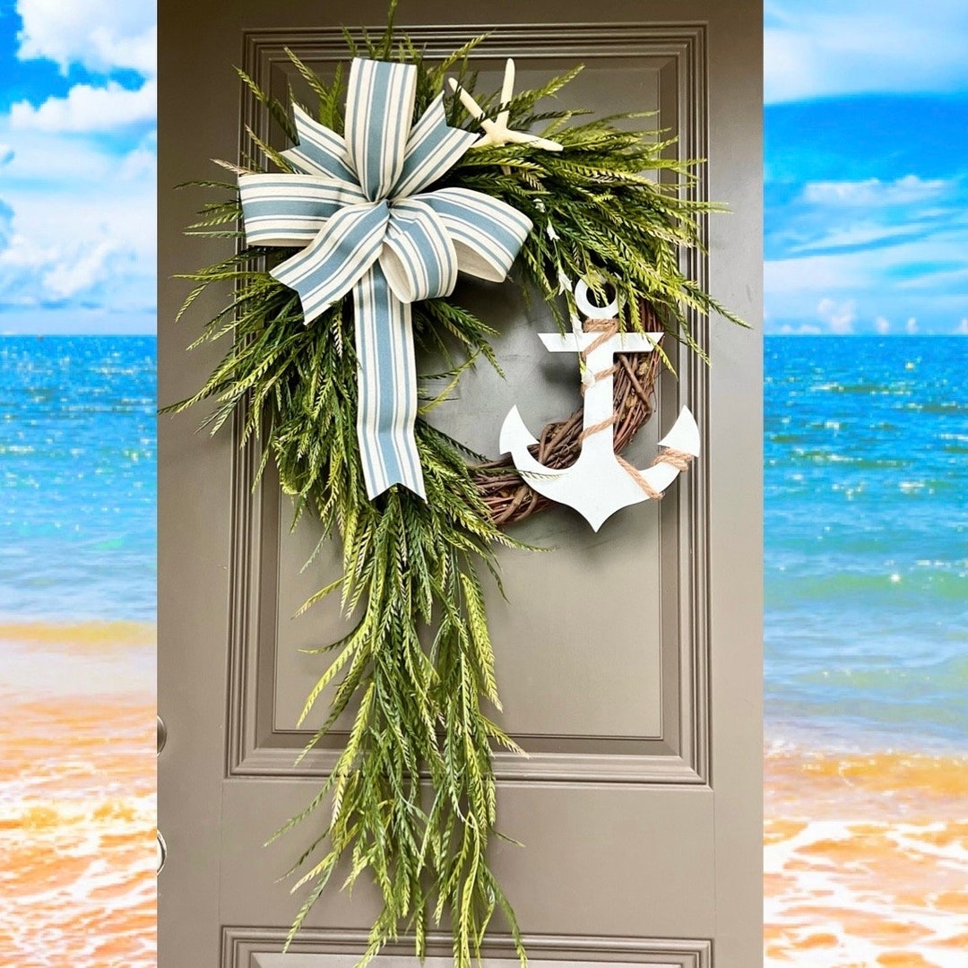 Beach Wreaths for Front Door, Sea Shell Wreath, Beach Wreath, Starfish ...