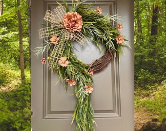 Year Round Wreath, Everyday Wreaths, Spring Wreath for Front Door, Front Door Wreaths, Farmhouse Decor, Mothers Day Gift, Monogram Gift*