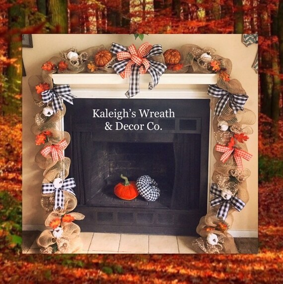 Fall Garland, Fall Decoration, Staircase Garland, Doorway Garland, call Decor, Thanksgiving Decor, Pumpkin Decorations, Buffalo Check Fall