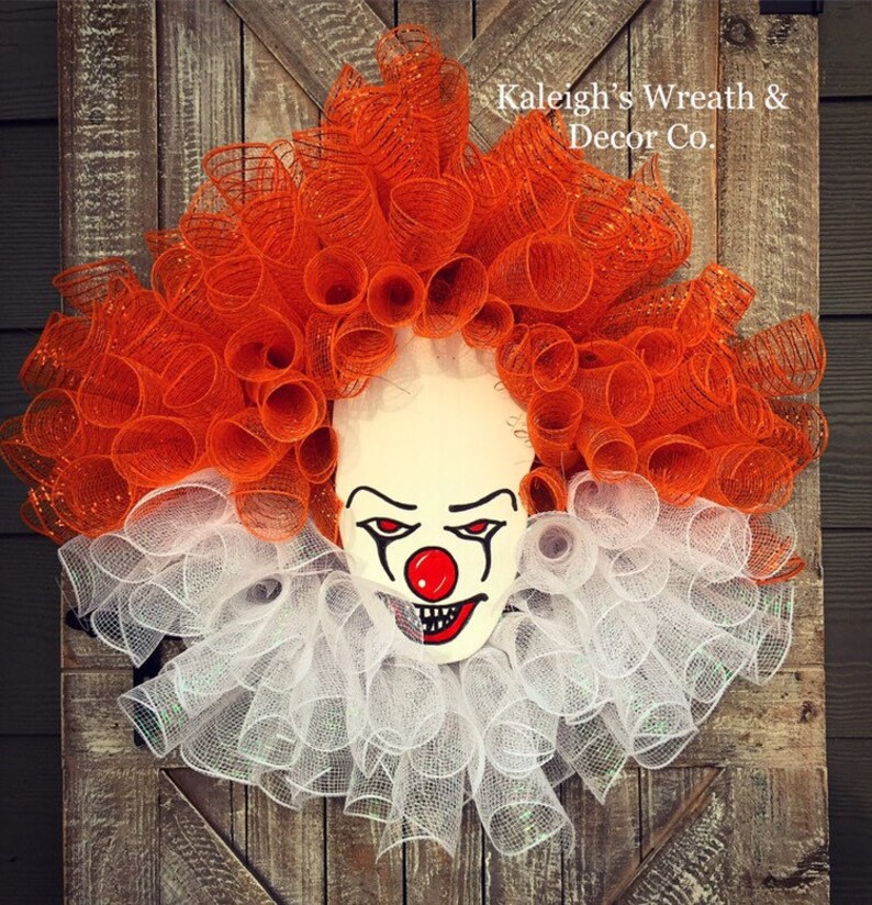 Pennywise Wreath Scary Halloween Wreath Penny Wise Wreath Etsy
