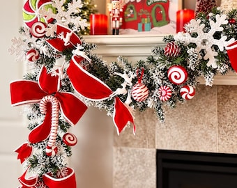 Christmas Garland, Christmas Decor, Staircase Garland for Christmas, Garland for Front Door, Candy Christmas Decor, Christmas Swag, Holiday