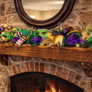 Mardi Gras Mantle Garland: Purple, Green, and Gold Party Decor