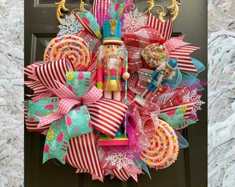 Nutcracker Wreath, Nutcracker, Nutcracker Decor, Nutcracker Christmas, Nutcracker Swag, Snowflake Wreath, Candy Wreath, Christmas Wreath