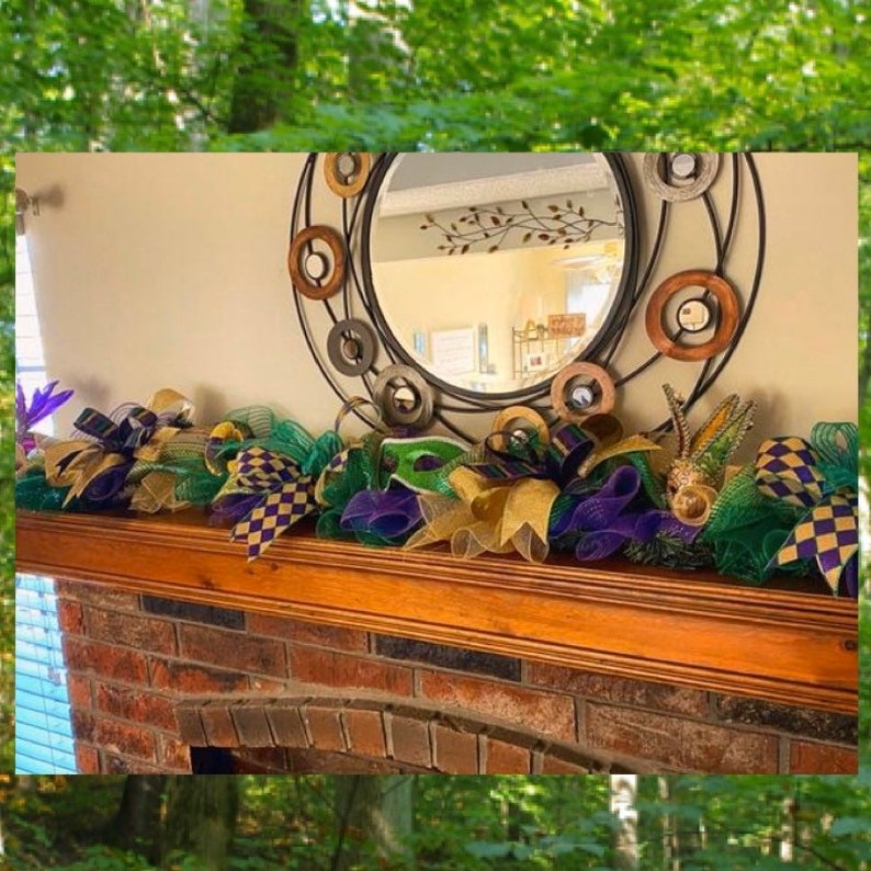 Mardi Gras Garland Mardi Gras Decor Mardi Gras Swag Door Etsy